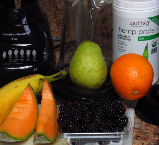 All the needed ingredients and tool for making my favorite smoothie recipe.