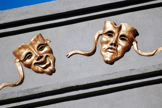 Characters wear several masks, that when pealed away, reveal what they really want. 