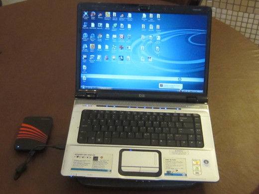 Laptop PC with External Drive attached