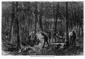 Sketch - troops search at night for wounded comrades