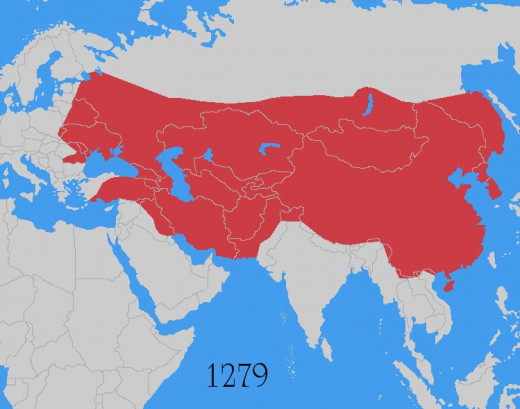 The Mongol Empire in 1279.