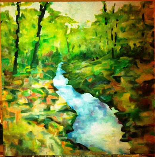 Vermont Stream, oil painting by John Chapdelaine