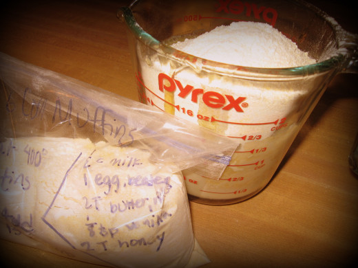 Grab the bag, pour ingredients in a bowl, mix, and bake!  Just as easy as a boxed mix. 