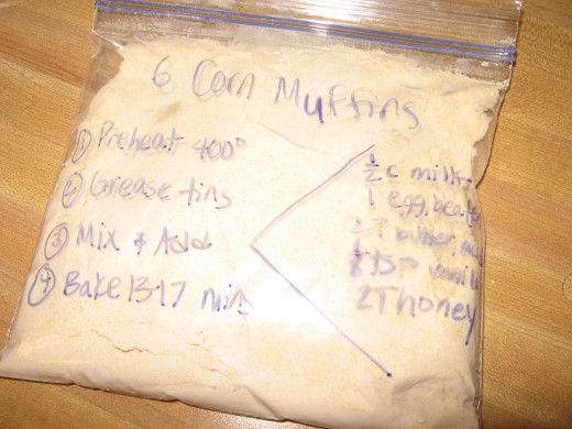 Homemade corn muffin mix in a bag. 
