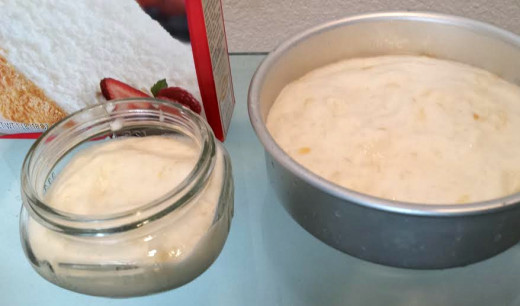 I poured my batter into a separate small cake pan and a variety of glass jars.