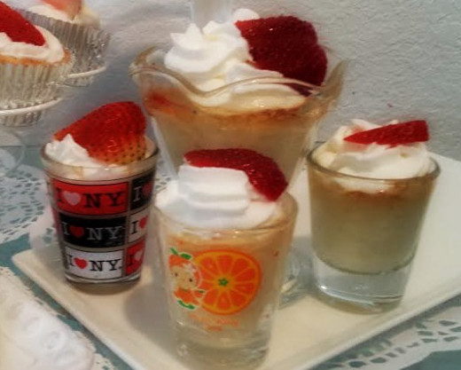 I baked this recipe into shot glasses so I can have a "shot" of this treat when I'm in the mood for a small delicious dessert.  Do not add whip cream or cool whip until when you are ready to eat it.   
