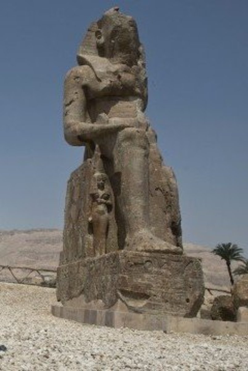 New statue erected in Luxor. Amenhotep lll and his wife. An Egyptian Pharaoh who's title means Amen is satisfied.