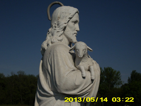 Photo of Jesus statue with the lamb, taken by Debra Wilson.
