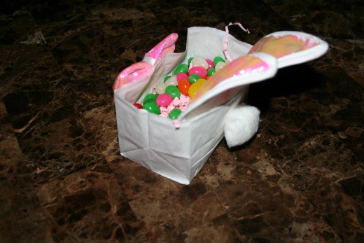 Finished bunny bag.  They will look so cute lined up on your party table.