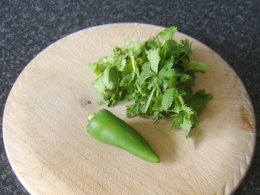 Green chilli and coriander/cilantro