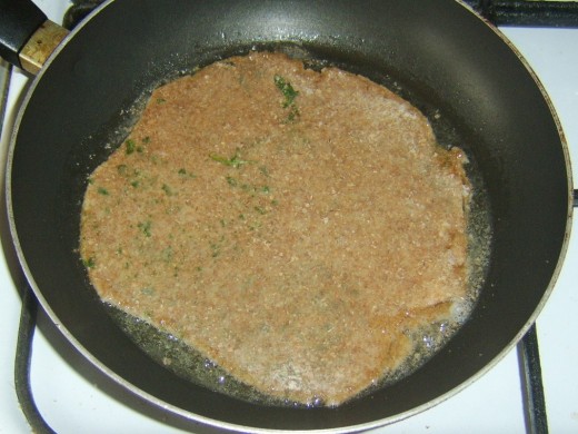 Coriander and garlic paratha is fried
