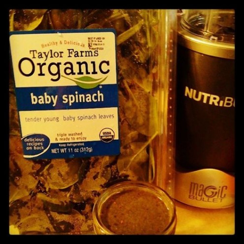 Organic baby spinach (kale works wonderfully also).
