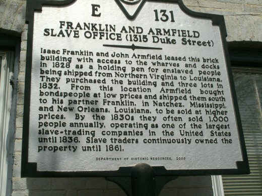 Plaque outside Freedom House in Alexandria, Virginia