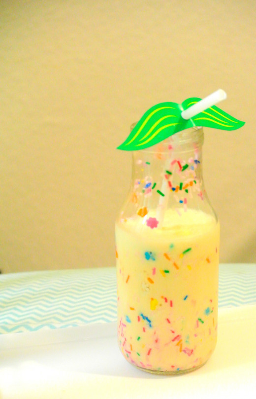 Reuse glass bottles for milkshakes and other drinks.