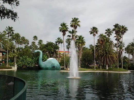 The Echo Lake area at Hollywood Studios can be quiet.  Look for the big Dinosaur.