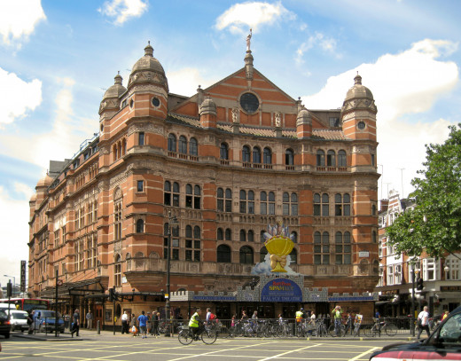 D'Oyly Carte not only was a theatrical producer but was the builder and owner of the famous Savoy Hotel as well as two theaters, the Palace Theatre (c. 1880) in  London pictured above.