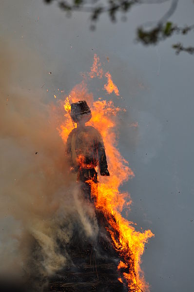 Böögg burning in Zurich, Switzerland 2012. 