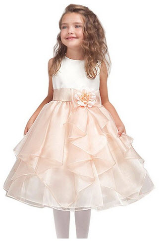 Ivory and Peach Flower Girl Dress