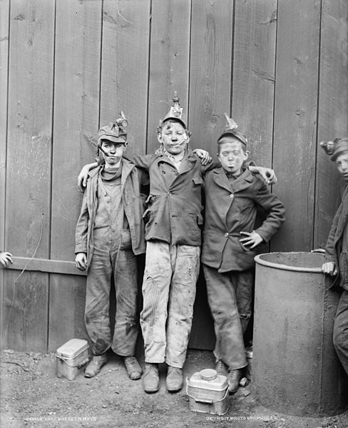 Though it is hard to imagine today, many boys as young as six or seven were sent to work separating cold from the culm (slag). From there in adolescence they would enter the mines where they would work until old age. Thsi photo from Kingston, PA.