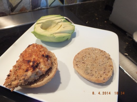 I served the patties with avocado and baked fries on a whole grain roll.