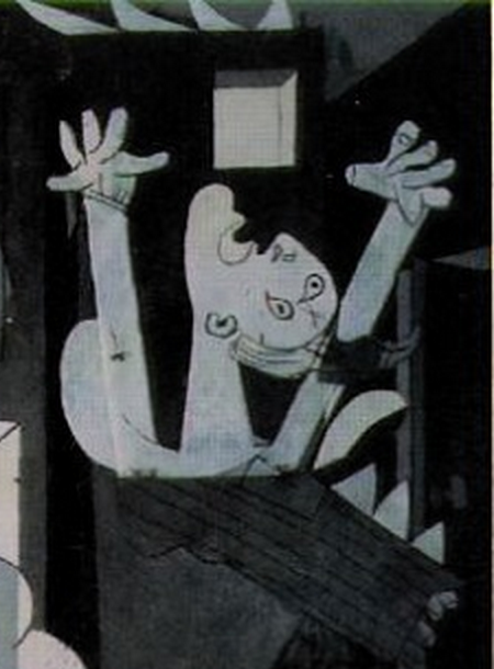 "Guernica" detail: woman engulfed in flames.