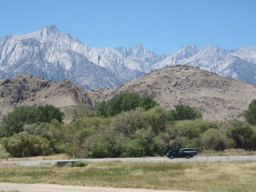 Mount Whitney (center) from the Interagency Visitor Center along US 395. 