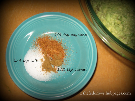 Mix salt, cumin, and cayenne together.  Add. 