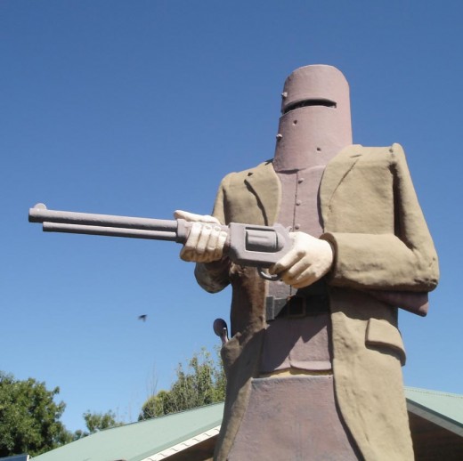 "Poor Ned you're better off Dead..." Aussie Folk hero looms large at Glenrowan, Vic.
