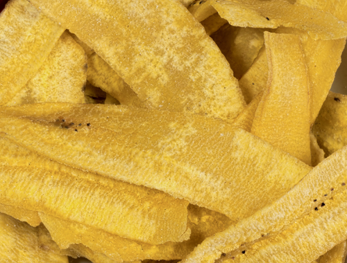 Dried bananas, eaten like potato chips