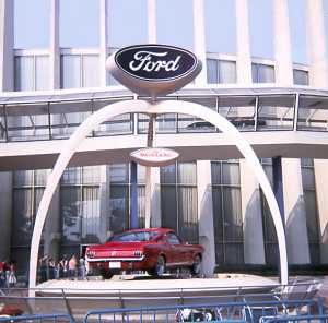 Ford Motor Car Pavilion and the introduction of the Ford Mustang sports car.