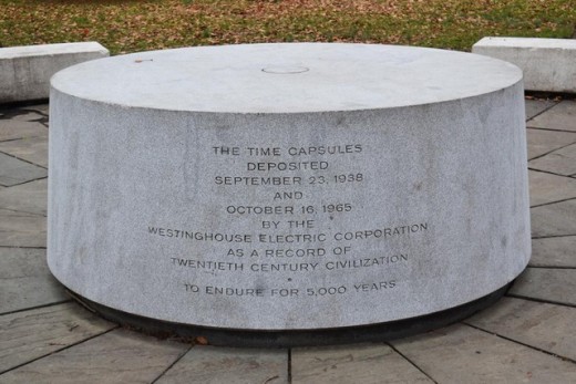 The memorial under which the time capsules are buried.