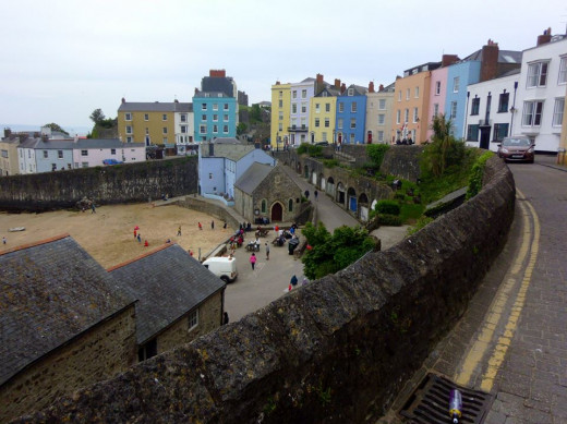 Overlooking Harbour Beach and St Julian's Church.