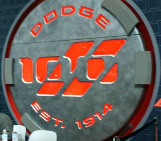 Dodge 100th anniversary sign, New York Auto Show, 2014