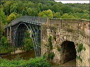 The world's first iron structure ever built, the Iron Bridge. In  Shropshire, UK Open to traffic  1781-1934