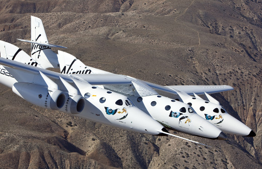 SpaceShipTwo in flight.