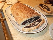 One of the many European dishes made with poppy seeds, the German Mohnstollen.