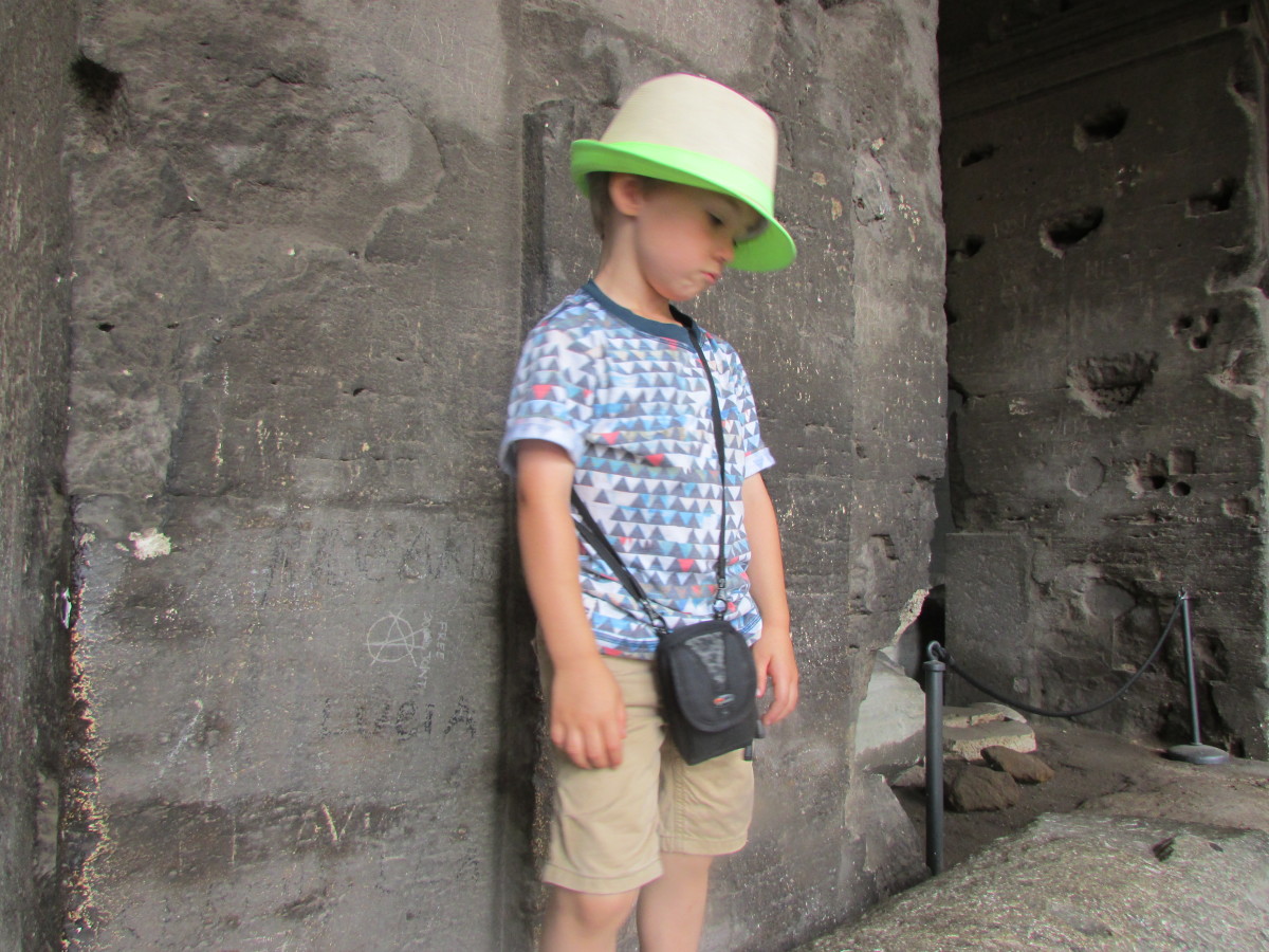 Sometimes walking isn't fun when you are five...(at the Colosseum)