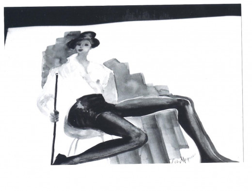 Painting of Victoria Moore, modeling as a tap dancer, by artist Libby Magnus.