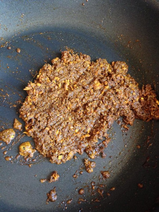 Allow the spices to toast, but take care not to burn the garlic and ginger.