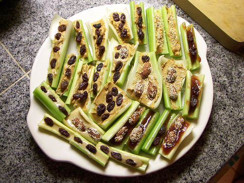 Ants On A Log is simply Celery, Peanut Butter and Raisins.