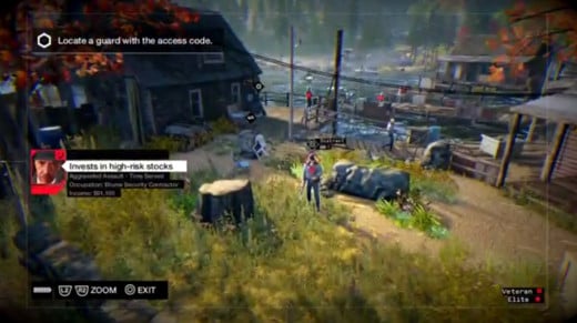 Aiden scans the lakeside ctOS Centre of Pawnee by camera in Watch_Dogs.