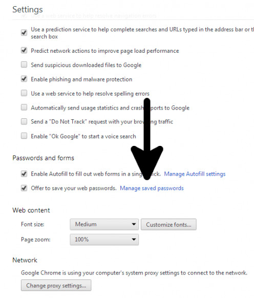 Manage Chrome's saved passwords