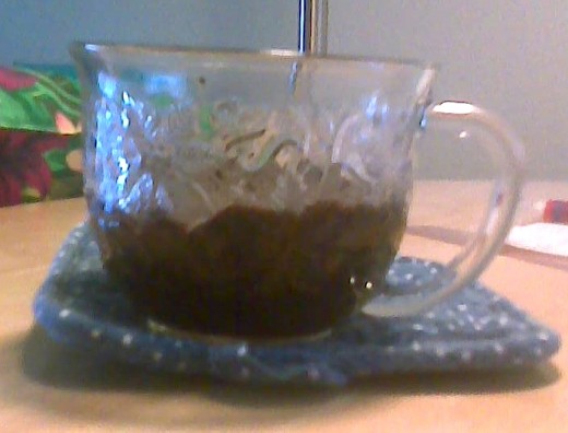 This is how it looks with 3 Tblsp water instead of 4.  It doesn't rise as high.  Tastes more like a brownie.  This is an oversized cup.