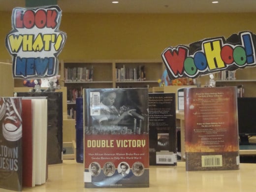 Book displays at a local high school.