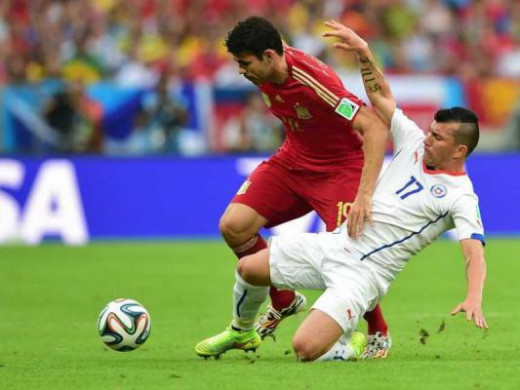 d Costa of Spain in the match against Chile.