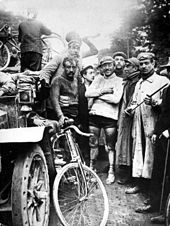 Maurice Garin, winner of the first Tour de France (standing on the right)