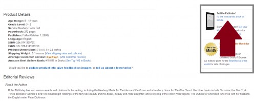 Below the related suggestions, to the right of the book specifications. 