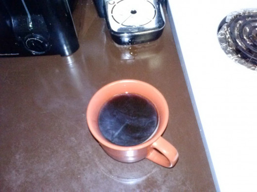A rich, fresh brewed cup of coffee made with pennies!