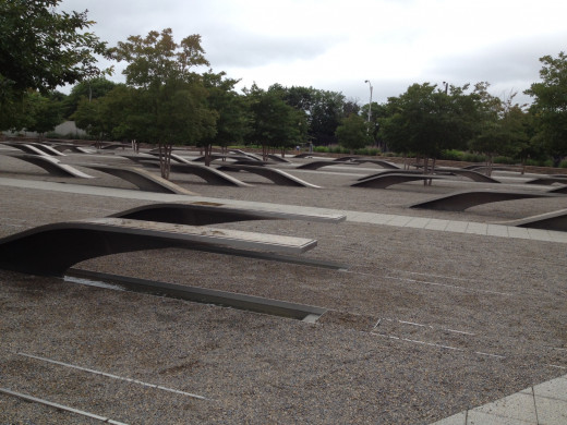 EACH ROW CONTAINS BENCHES OF THE FALLEN BORN IN A CERTAIN YEAR