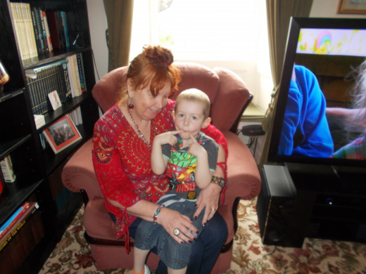 A quiet moment with great grandson number one.